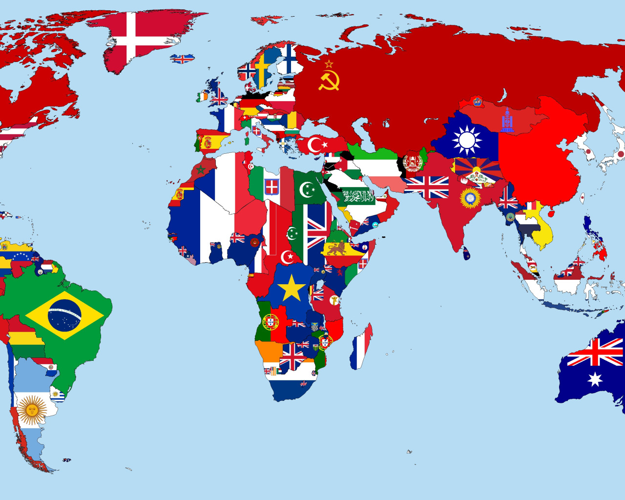 Карта мира 1930 с флагами