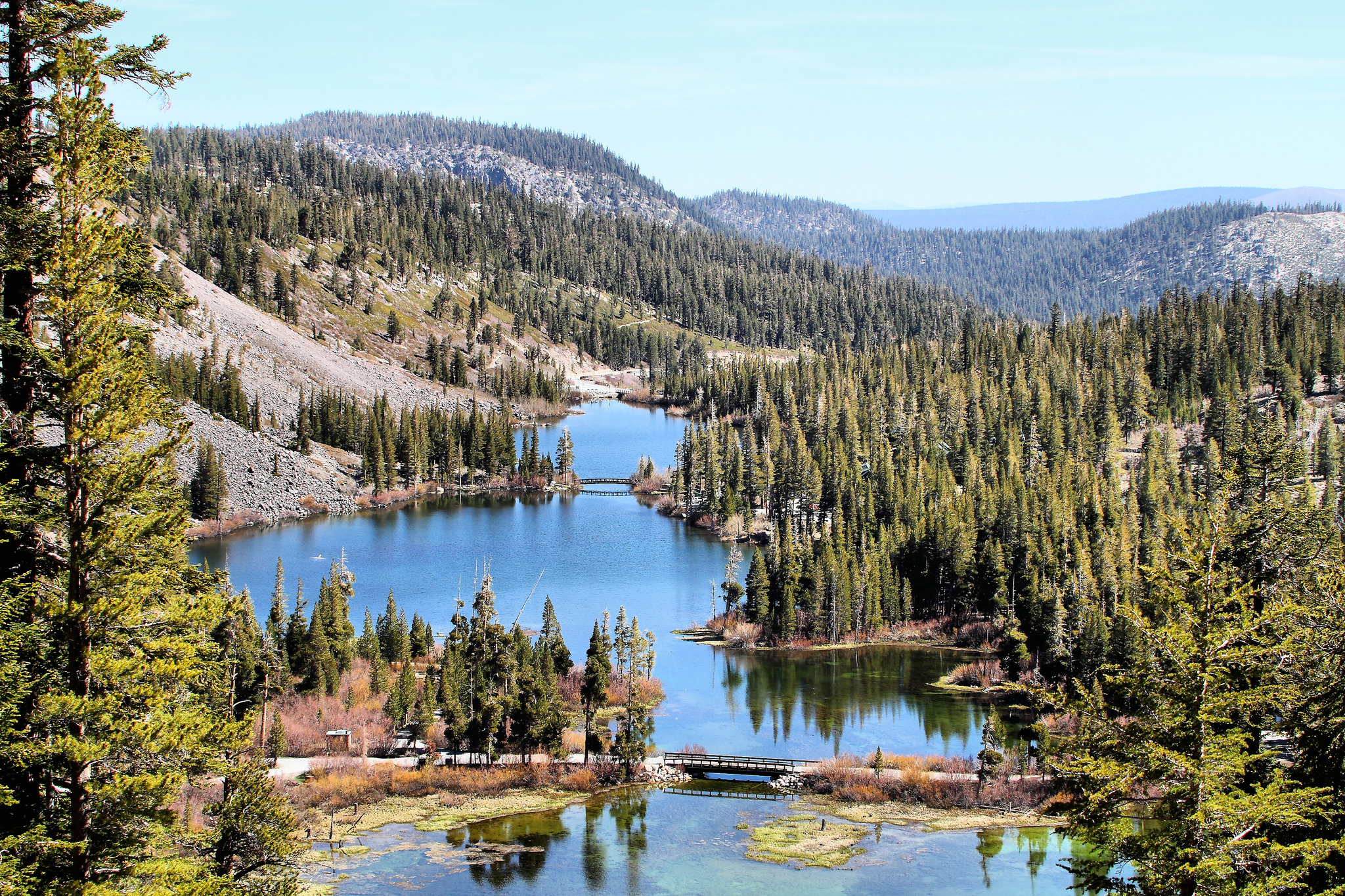 Скачать обои лес, горы, озеро, California, Mammoth Lakes, раздел пейзажи в ...