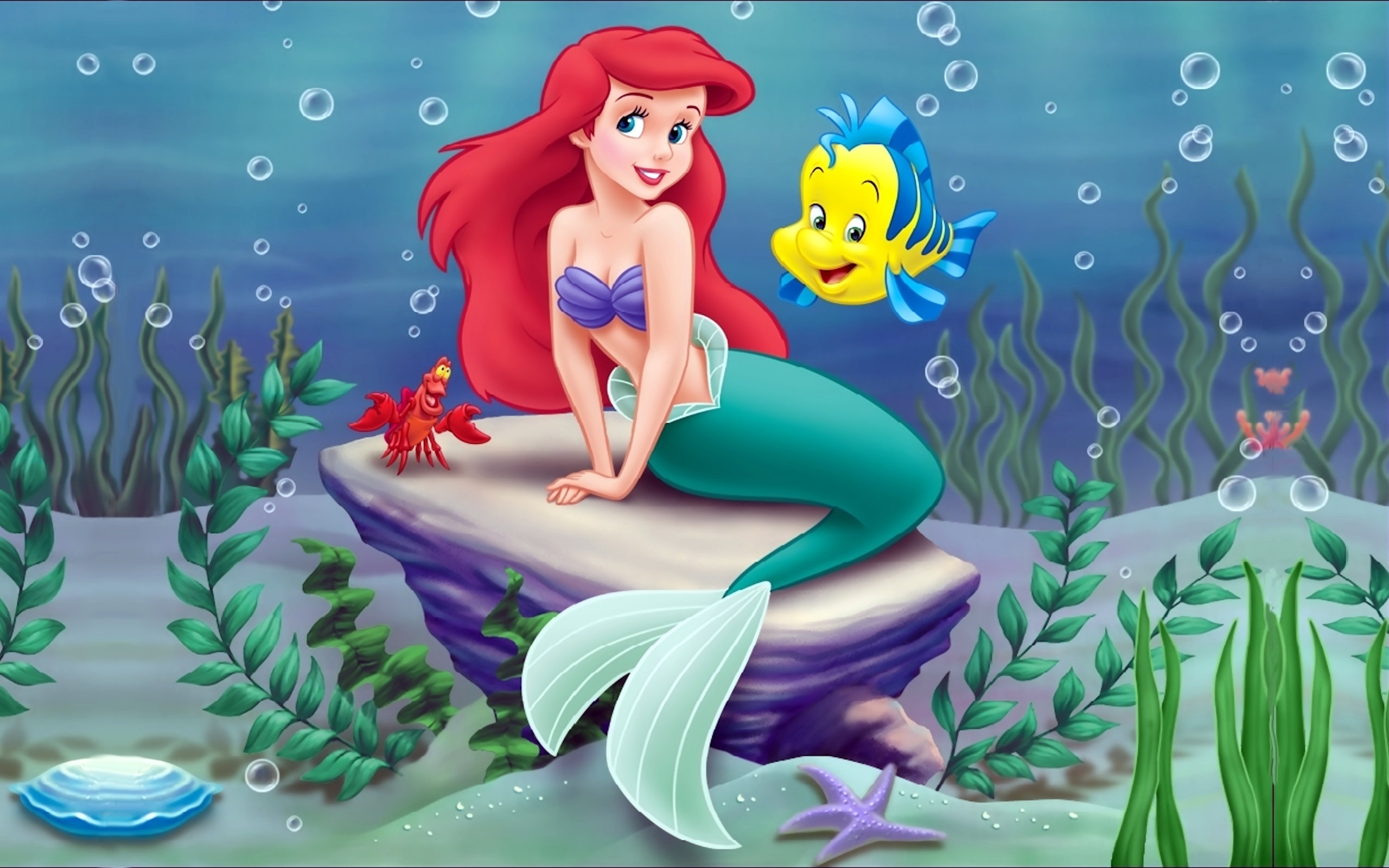 море, водоросли, мультфильм, краб, русалка, Disney, Ariel, Ариэль, Дисней, ...