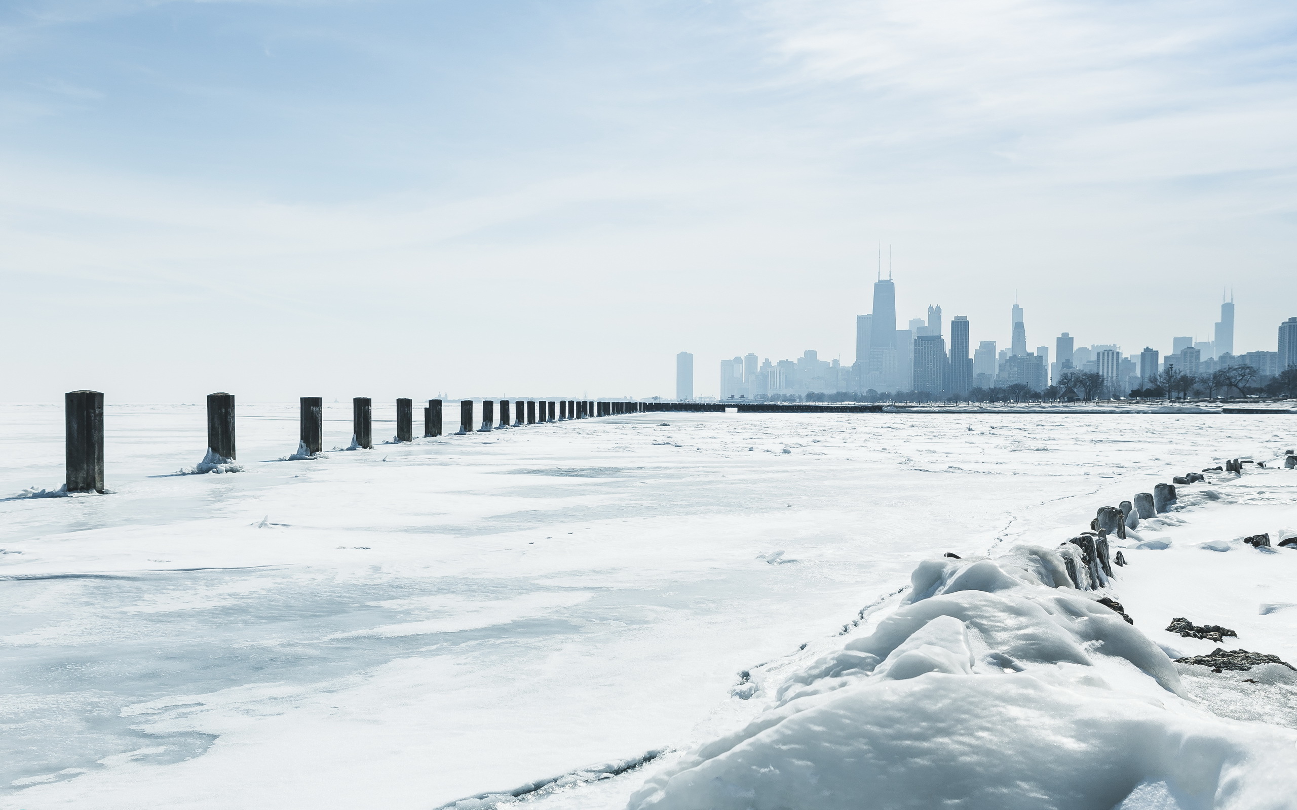 Скачать обои Chicago, Winter, Lake, Michigan, раздел город в разрешении 256...