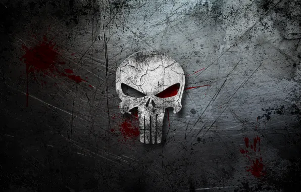 Картинка фон, кровь, череп, царапины, The Punisher, Каратель