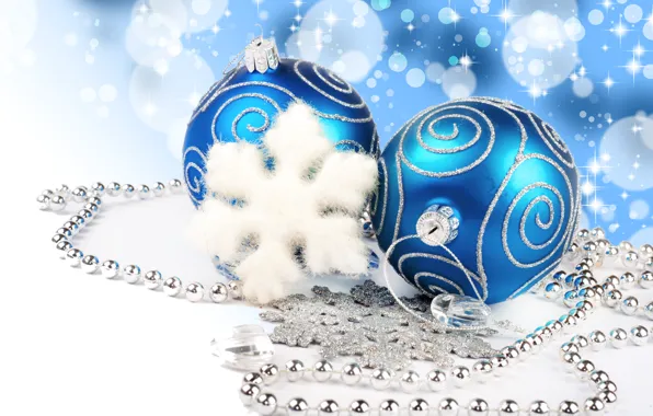 Картинка свет, украшения, lights, ожерелье, бриллианты, Новый год, new year, снежинка, боке, bokeh, Merry Christmas, decoration, …