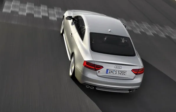 Картинка Audi, Машина, Серый, Асфальт, В Движении, Вид с верху