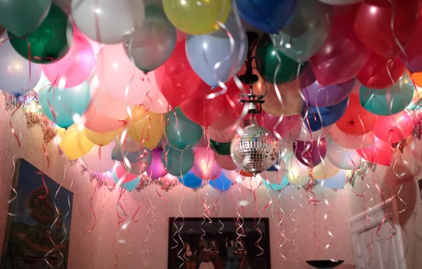 Картинка комната, праздник, шары, надувные, день рождение