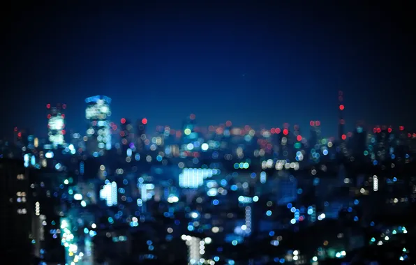 Картинка ночь, город, огни, фото, обои, япония, Tokyo, Japan, токио, wallpapers, боке