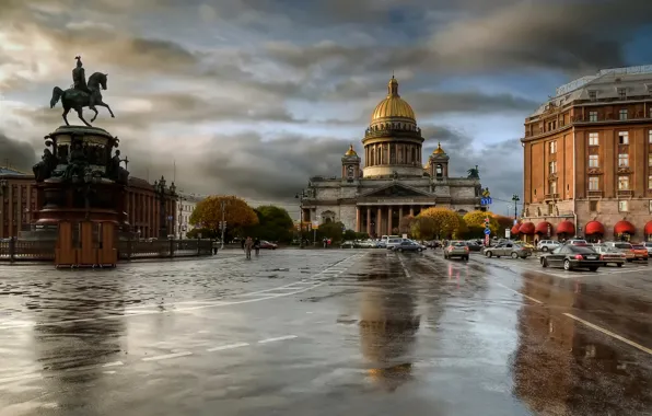 Картинка осень, дождь, пасмурно, Питер, St Petersburg