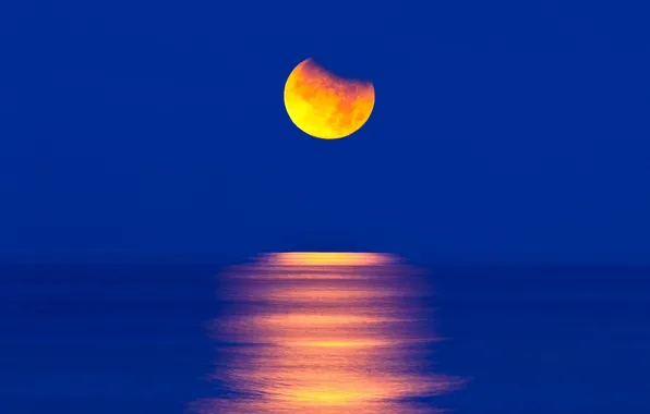 Картинка море, небо, пейзаж, ночь, обои, луна
