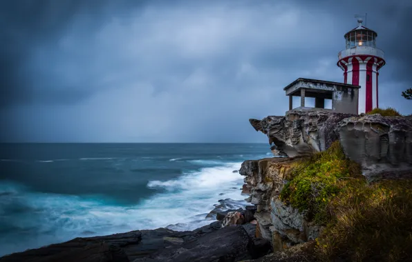 Картинка океан, скалы, побережье, маяк, Австралия, Сидней, Sydney, New South Wales, Hornby Lighthouse