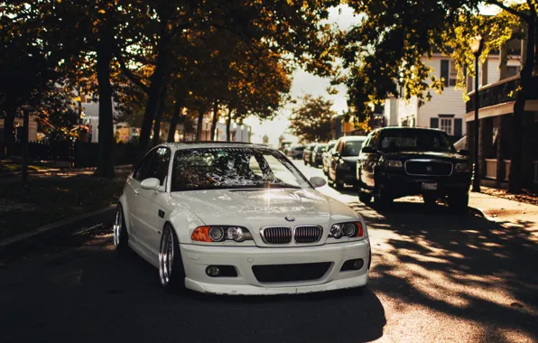 Картинка белый, бмв, BMW, white, tuning, E46