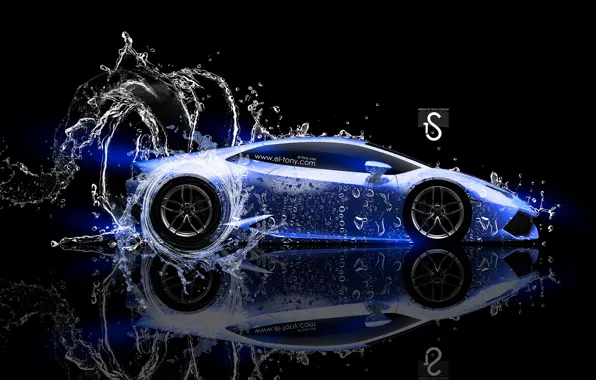 Картинка Вода, Черный, Синий, Lamborghini, Неон, Стиль, Обои, Фон, Водяная, Car, Blue, Photoshop, Фотошоп, Water, Neon, …