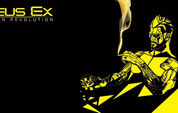 Картинка минимализм, киборг, Deus Ex: Human Revolution, cyberpunk, Адам Дженсен, Square enix, Adam Jensen, cyborg, Eidos …