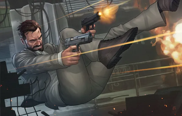 Картинка оружие, пистолеты, мужик, patrick brown, Max Payne 3, Макс Пэйн