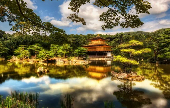 Картинка япония, храм, Japan, Kyoto, Temple, Pavilion, Golden
