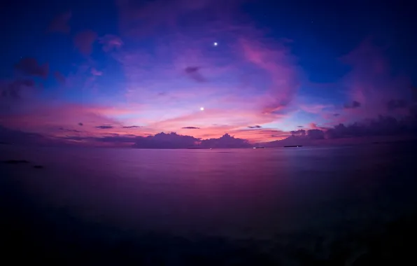 Картинка море, небо, вода, закат, вечер