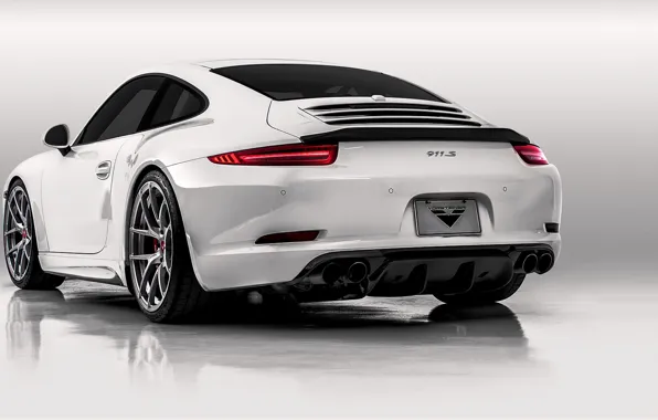 Картинка 911, Porsche, сзади, белая, порше, каррера, 2015, Carrera 4S