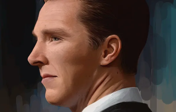 Картинка лицо, рисунок, портрет, арт, актер, профиль, Бенедикт Камбербэтч, Benedict Cumberbatch