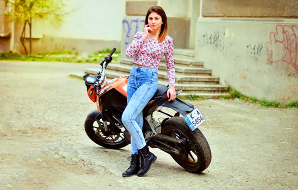 Картинка Girl, Model, KTM, Bike, Fashion, Portrait, Motorbike, Bulgaria, Ikoseomer, Cekim