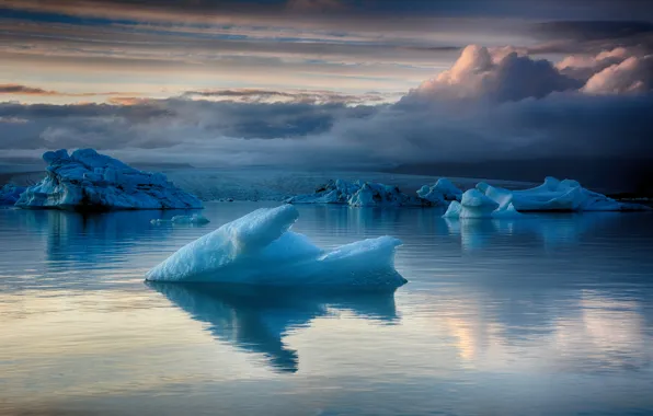 Картинка ледник, лагуна, Исландия, синий лед