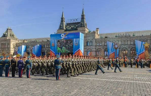 Картинка солдаты, Москва, Россия, военные, День Победы, Парад Победы, Красная Площадь, 9 Мая