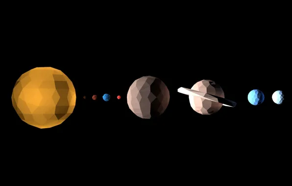 Картинка космос, планеты, геометрия, солнечная система, фигуры