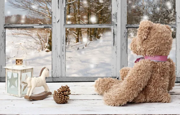 Картинка зима, снег, природа, игрушки, новый год, рождество
