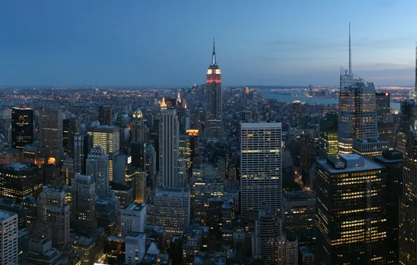 Картинка new york, empire state building, город. панорама