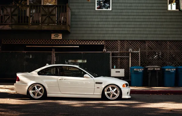 Картинка BMW, white, E46, stance