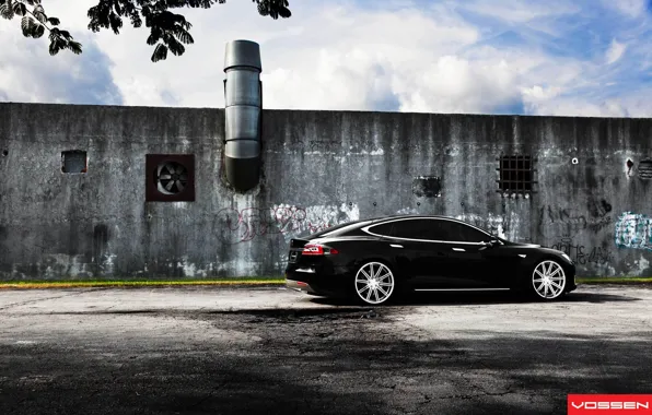 Картинка black, Tesla, Model S, электрокар