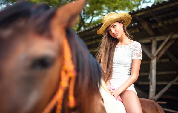 Картинка девушка, лошадь, шляпа, Vita Vecera, whohoo