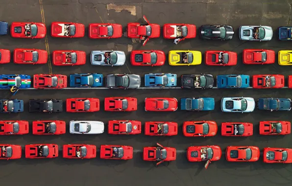 Картинка Машины, F430, Ferrari, Вид сверху, Много, 599 GTO, Суперкар, California, Daytona, 458 Italia, Testarossa, 550 …