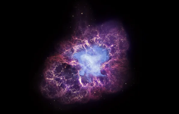 Картинка космос, тьма, звёзды, крабовидная туманность, crab nebula