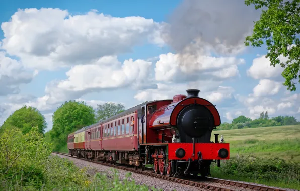 Картинка природа, Англия, поезд, железная дорога, England, Mid-Norfolk Railway