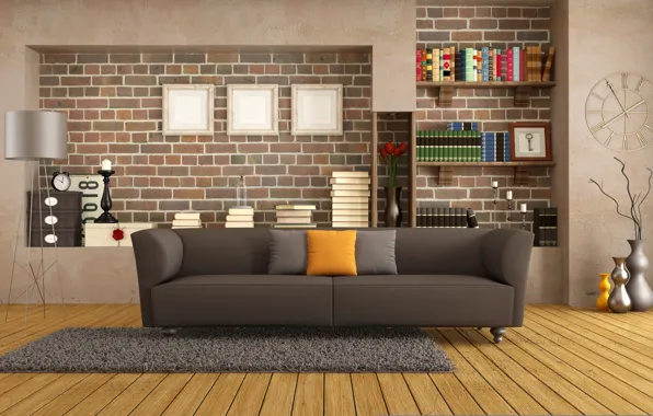 Картинка диван, интерьер, подушки, библиотека, старинные, гостиная, living room, interior, современная, Modern, decor, couch, pillows, library, …