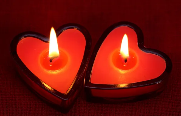 Картинка огонь, свечи, сердца, сердечки
