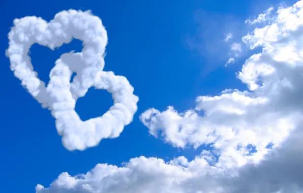 Картинка небо, облака, креатив, настроение, настроения, пейзажи, сердце, сердца, облако, сердечки, сердечко