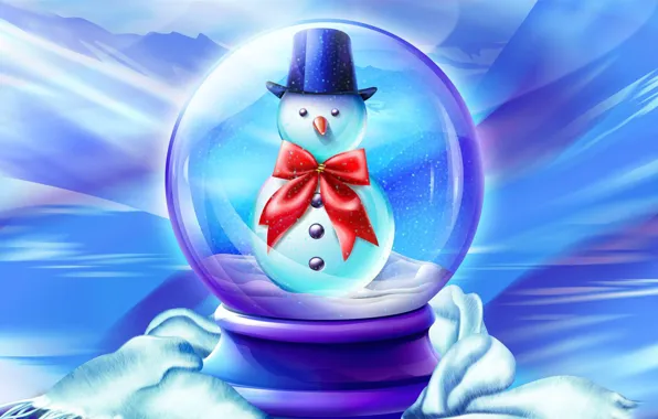 Картинка зима, снег, детство, новый год, рождество, сказка, снеговик