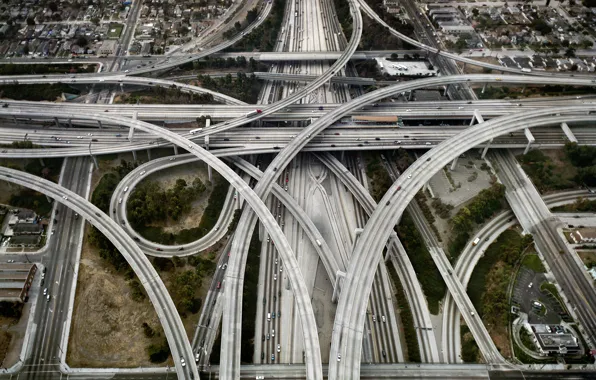Картинка дорога, машины, мост, пути, city, город, дороги, развязка, узел, америка, мосты, сша, bridge, узлы, america, …