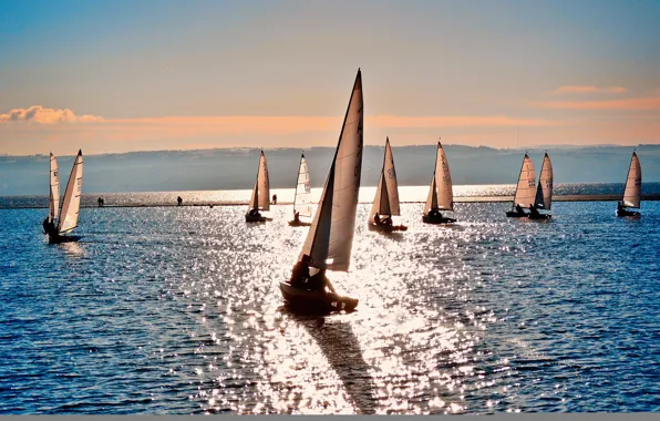 Картинка море, природа, спорт, яхты, sailboats at sea