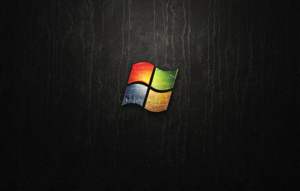 Картинка черный, логотип, кожа, Windows, Microsoft, Windows 7, абстрактный