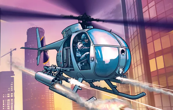 Картинка город, полиция, арт, вертолет, лос сантос, Grand Theft Auto 5