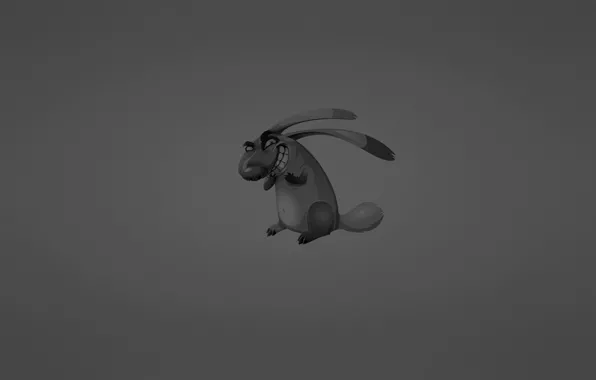 Картинка серый, заяц, минимализм, кролик, rabbit, хитрый, ухи, радостный