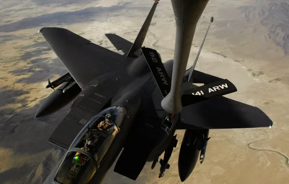 Картинка самолет, заправка, ввс сша, F-15E Strike Eagle