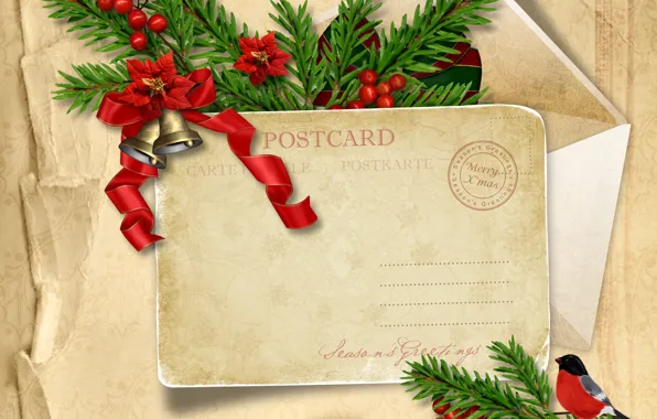 Картинка ягоды, праздник, елка, Рождество, открытка, Merry Christmas, postcard, greeting