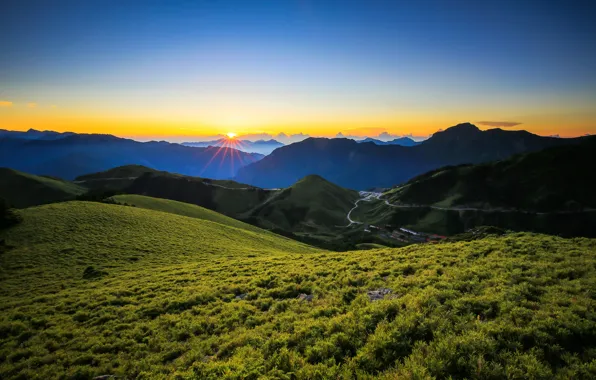 Картинка горы, восход, рассвет, Тайвань, Taiwan, Zhongyang Range, Центральный горный хребет, Central Mountain Range
