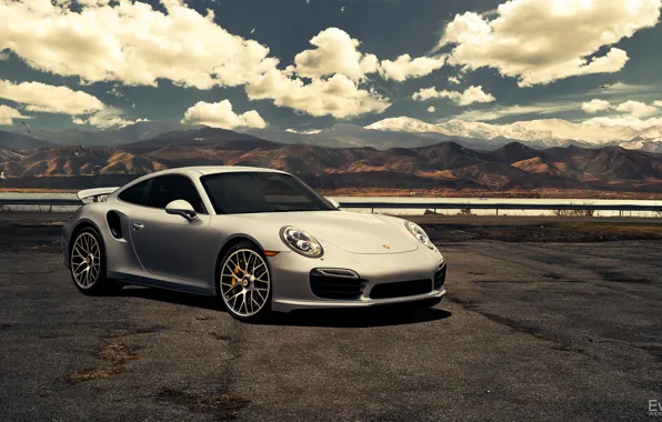 Картинка 911, Porsche, серебристый, перед, порше, front, Turbo, silvery