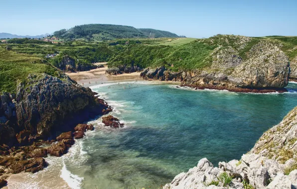 Картинка море, пейзаж, природа, фото, побережье, бухта, Испания, Cantabrian