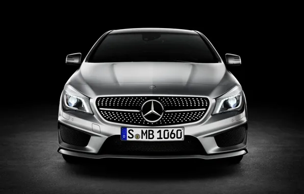 Картинка Mercedes-Benz, капот, решетка, Мерседес, лого, Автомобиль, передок, Class, CLA