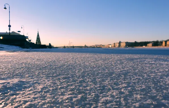 Картинка лед, город, Санкт-Петербург, ice, Нева, St.Petersburg, Neva
