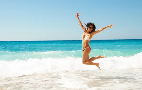 Картинка beach, water, pose, happiness, bikini, diving