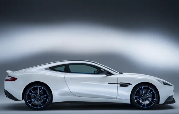 Картинка авто, белый, Aston Martin, вид сбоку, Vanquish Q